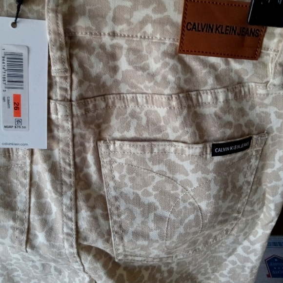 Calvin Klein Jeans, Tan and Cream High Rise Skinny, Size 26 Jeans. - Picture 2 of 7